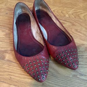 Frye Dark Red Studded Flats - sz 9